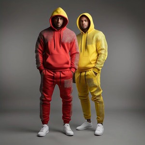 Men's Streetwear <b>Tracksuit</b> Hooded Full Sleeve Dot Pattern Sweatshirt And Pants Set Breathable Polyester Autumn Wear - Product Image 6