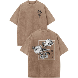 T-shirt Homme Oversize Imprimé Rose Manches Courtes Col Rond Décontracté Streetwear 100% Coton Jersey Respirant Motif Floral - Product Image 4