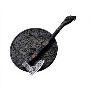 Hache de guerrier viking DIY en acier au carbone industriel avec manche en bois et bouclier – Idéal pour la chasse et le camping – Le cadeau parfait - Product Image 1