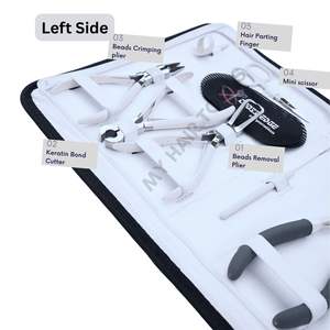 Salon Grade White Hair Extension <b>Tools</b> Kit with Micro Beads Crimping & Remover Pliers Tape In Plier Hook Mini Scissor and <b>Clips</b> - Product Image 3