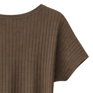 Haut en tricot côtelé à col en V pour femme, manches courtes, coupe décontractée, pull décontracté d'été, doux et respirant, à porter au quotidien pour les femmes - Product Image 5