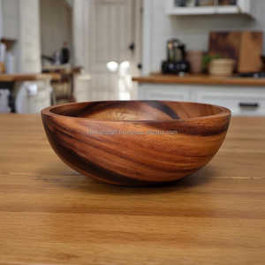 Bol en bois d'acacia, style japonais naturel, bol à fruits et salades, vaisselle en bois rustique - Product Image 2