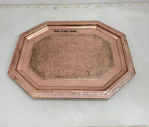 Gold Finished Metal <b>Serving</b> Tray Excellent Quality Handmade <b>Platter</b> Modern Stylish Eco-Friendly Dishwasher Safe Wholesale Fancy - Product Image 2