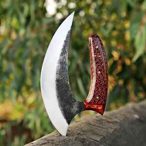 Cuchillo para Pizza de Grado Industrial OEM, Estilo Hacha Vikinga, Mango de Panal, Hecho a Mano, Cuchillo para Pizza Vikingo, Forjado a Mano Personalizado - Product Image 3