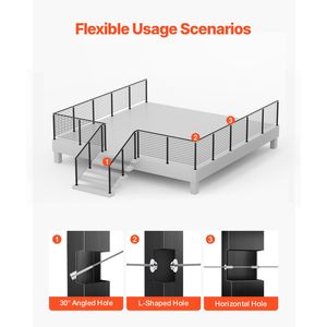 Palo per Ringhiera Angolare a L da 42x1x2 Pollici con Fori Pre-Forati in Acciaio Inossidabile, Dispositivo di Assistenza per Ringhiere Orizzontali - Product Image 3