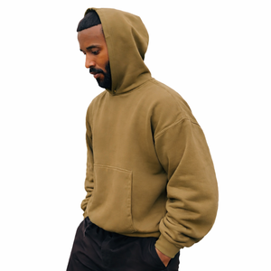 Sweat à capuche surdimensionné en molleton épais français |   Pull-over long doublé 100% coton |   Logo personnalisé OEM en gros - Product Image 2