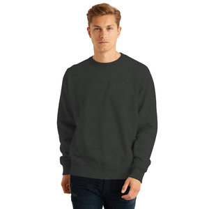 <b>Mens</b> Custom Crewneck Sweatshirt Heavyweight Fleece <b>Pullover</b> Plain Charcoal Grey Casual Top - Product Image 6