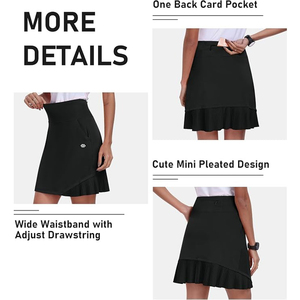 High Waist Women's <b>Black</b> Asymmetrical <b>Pleated</b> Tennis <b>Skirt</b> With Pocket Sporty Mini Design Breathable Fabric - Product Image 5