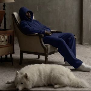 Unisex Streetwear Solid Midweight Zip-Up Hoodie & <b>Sweatpants</b> <b>Set</b> 100% Cotton Tech Fleece Breathable Oversize Tracksuit - Product Image 3