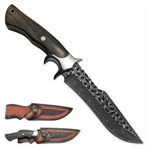 Damascus Steel Zombie <b>Knife</b> With Wood Handle Drop Point Blade Straight Edge 0.6 Mm Thickness - Product Image 2