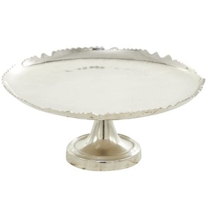 Support à gâteau rond en argent avec bord festonné, lavage à la main uniquement, 1 pièce - Product Image 1