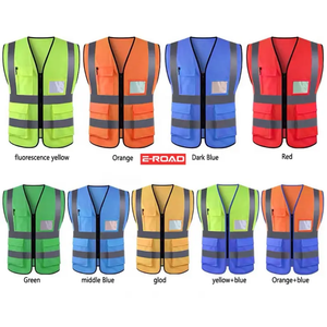 Gilet de sécurité orange haute visibilité avec bandes réfléchissantes, logo personnalisé, vêtements de travail unisexes, matière polyester - Product Image 6
