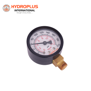 Hydroplus International Analog Pressure <b>Gauge</b> 0-200 psi Gas Brass Bottom Connection Stainless Steel BSP <b>Thread</b> - Product Image 2