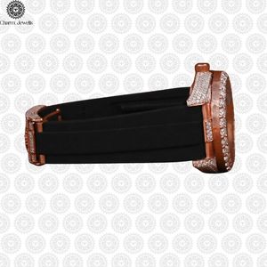 Reloj de Cuarzo Analógico con Bisel de Diamantes en Oro Rosa para Mujer, Marca Charm Jewells, con Correa de Goma, Estilo de Lujo, Caja Redonda de 38 mm - Product Image 3