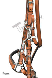 Conjunto de Brida para Caballo de Resistencia Personalizada, con Riendas de Goma, Cabezal Acolchado de Cuero, Cómodo y Duradero para Equitación - Product Image 4