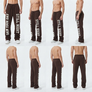 Pantalones Casuales para Hombre, Estilo Stack, Personalizados con Bordado y Estampado Desgastado, Pantalones Deportivos para Gimnasio, Ecológicos, de Felpa Francesa, 480 GSM - Product Image 5