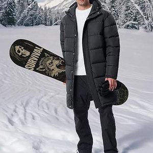 <b>Men</b>’s Long Winter Coat <b>Lightweight</b> Puffer <b>Jacket</b> Warm Insulated Waterproof Hooded Winter <b>Jacket</b> Cold Weather Outerwear - Product Image 3