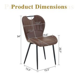 Set di 4 Sedie da Pranzo Marroni in PU con Maniglia Integrata, Telaio in Metallo Nero e Piedini Regolabili per Sala da Pranzo Domestica - Product Image 3