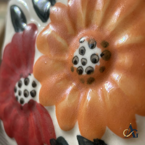 Pot de fleurs en céramique moderne à motif floral carré, fait main, brillant, écologique, durable, avec trou de drainage, pour l'intérieur, la maison et le jardin - Product Image 2