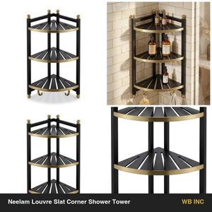 Torre de Ducha Hecha a Mano de Acero Inoxidable SS304 de 26 cm, Negra y Latón, con Rejillas Neelam Louvre, para Decoración del Hogar y Hoteles - Product Image 6