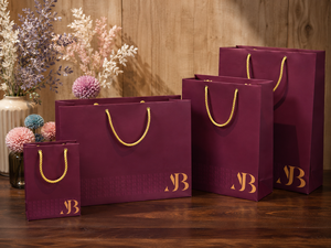 Premium <b>Paper</b> Gift Shopping Bags with Gold Rope Handles Wholesale Custom Packaging Solutions - Product Image 3