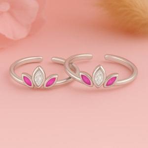Anillo de Dedo Ajustable de Plata de Ley 925 con Pétalos Esmaltados y Baño de Rodio, Regalo de San Valentín o Navidad para Mujer - Product Image 6