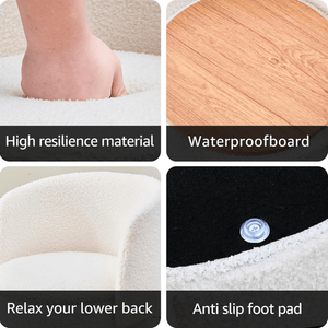 White Velvet Storage Ottoman <b>Round</b> Footrest Vanity <b>Stool</b> Teddy Style Footrest for Comfort & Organization - Product Image 5