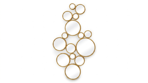 <b>Gold</b> <b>Round</b> Handmade Modern Metal Framed Wall <b>Mirror</b> with 4.0mm Thickness and No Electricity Required for Home Decor - Product Image 2