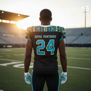 Uniformes de football américain personnalisables OEM, respirants, antibactériens, à séchage rapide, à manches courtes, col en V, 100% polyester, grandes tailles - Product Image 4