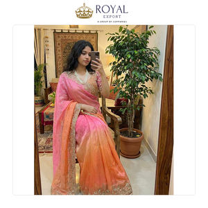 Sari de Tela Satén Fandy de Diseño Indio para Bodas, de la Mejor Calidad, con Hermoso Bordado, en Venta Global - Product Image 5