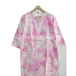 Handmade Cotton Women's Beautiful Block Pattern Floral <b>Printed</b> Long Lightweight Floor-Length for Daily Vacation Wear Handmade - Product Image 4