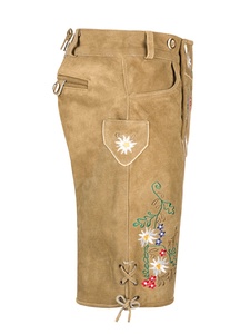 Men's Embroidered <b>Woven</b> Worsted Lederhosen <b>Shorts</b> High Waist Solid Pattern Casual Bavarian Style Handcrafted - Product Image 5