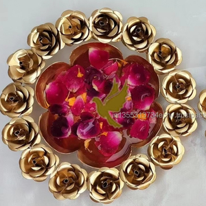 Handmade Indian Brass & Metal Urli Candle Floating <b>Pot</b> Home Decoration for Diwali Wedding 3 Pieces - Product Image 4
