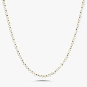 14k Solid Gold Round Cut Lab Grown Diamond Tennis Necklace 10 CT 3Prong Martini Bridal <b>Choker</b> Chain 2.5mm Manufacture Wholesale - Product Image 1