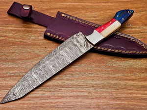 Ensemble de couteaux de chef en acier Damas de qualité industrielle avec logo personnalisé, manche en acier inoxydable, lame à pointe clip de 5 pouces, longueur totale de 13 pouces - Product Image 5