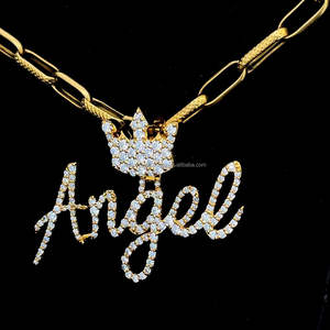 Nombre personalizado Hip-Hop noche brillo rojo esmalte personalizado fianza 925 Plata VVS Moissanite Diamante tachonado carta personalizada colgante - Product Image 3