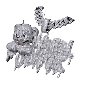 Impresionante diseño personalizado forma de dibujos animados con nombre diamante colgante VVS moissanite diamante incrustado en un colgante de hip hop de plata 925 - Product Image 1