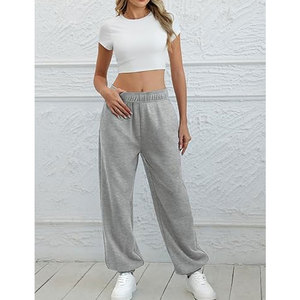 กางเกงลำลองทรงหลวมสำหรับผู้หญิง กางเกงจ็อกเกอร์เอวสูงใส่สบายสำหรับผู้หญิง กางเกงออกกำลังกาย กางเกงวอร์มทรงหลวม กางเกงลำลองทรงสปอร์ต - Product Image 3