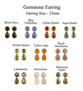 Boucles d'oreilles en labradorite plaquée or, style Unique, boucles d'oreilles rondes en forme de poire, double pierre, bijoux à offrir - Product Image 2