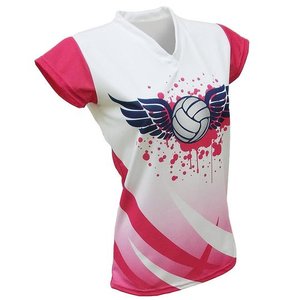 Maillots de volley-ball personnalisés avec logo, respirants, col en V pour femmes, pour équipes sportives, prix abordable - Product Image 3