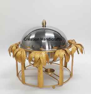 ชุดหม้ออุ่นอาหารหรูหราสีทองพร้อมถาดสแตนเลสสำหรับบุฟเฟ่ต์โรงแรม - Product Image 1