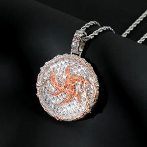 Colgante de Moissanita Estrella de Dos Tonos con Baño de Oro Rosa sobre Plata 925, Estilo Iced Out de Lujo, Joyería para Uso Diario - Product Image 5