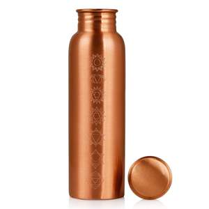<b>copper</b> bottle with chakra art metal water bottle reusable eco friendly drinkware storage kitchen use <b>screw</b> cap - Product Image 5