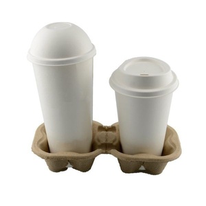Plateau de transport à paroi simple en pâte à papier recyclée robuste pour café, porte-gobelets double, pour livraison en café, restauration et service alimentaire moderne - Product Image 1