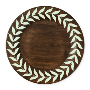 Assiette de présentation décorative en bois d'acacia massif de qualité supérieure, motif feuille élégant incrusté, base d'assiette en bois pour restaurant et événements de restauration - Product Image 5