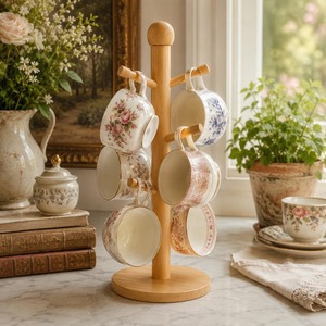 Bamboo Mug Tree Wooden Cup Holder <b>Stand</b> Rack Kitchen Storage Organizer Coffee <b>Tea</b> Drinkware Display Restaurant House Accessories - Product Image 5