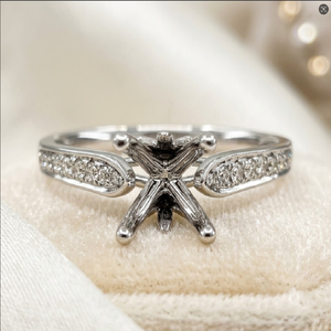 แหวนแต่งงานแต่งงานแหวนแต่งงานกึ่งติดเพชรสีทองขาว14K สำหรับผู้หญิงสำหรับปาร์ตี้วันครบรอบ - Product Image 1