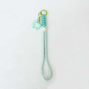 Dragonne de téléphone tressée artisanale en paracorde, cordon de poignet anti-chute pour smartphone, porte-clés avec pendentif étoile, articles cadeaux couleur menthe - Product Image 2