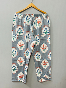 Hand Block Print, Floral Cotton Pajama Set, Summer Nightwear, Bohemian Sleepwear, Women Loungewear with <b>pants</b>, - Product Image 3