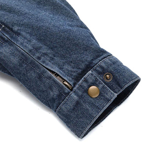 Chaqueta de Mezclilla para Hombre, Estilo Motero, Cuello Camisero, Transpirable, Corte Regular, Color Sólido, con Cierres y Logotipo Frontal, para Otoño - Product Image 6